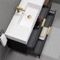 48 Inch Floating Bathroom Vanity With Sink - Modern, Matte Black, Gold Handles