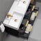 48 Inch Double Floating Bathroom Vanity With Sink - Modern, Matte Black, Gold Handles