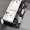 56 Inch Double Bathroom Vanity With White Ceramic Sink Top - Modern, Matte Black, Gold Handles
