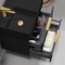 Black 24 Inch Small Floating Bathroom Vanity, Modern, Matte Black, Gold Handles
