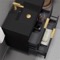 Black Floating Bathroom Vanity, 32 Inch, Modern, Matte Black, Gold Handles
