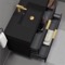 Black Floating Bathroom Vanity, 40 Inch, Modern, Matte Black, Gold Handles