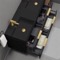 48 Inch Double Floating Bathroom Vanity With Black Sink - Modern, Matte Black, Gold Handles