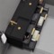 56 Inch Double Bathroom Vanity With Black Ceramic Sink Top - Modern, Matte Black, Gold Handles