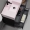Floating Black Bathroom Vanity, Modern, 32 Inch, Pink Ceramic Sink