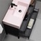 Modern Black Bathroom Vanity, 40 Inch, Pink Ceramic Sink, Free Standing