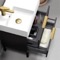 24 Inch Small Bathroom Vanity, Modern, Matte Black, Free Standing, Gold Handles