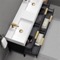 56 Inch Double Floating Bathroom Vanity With White Ceramic Sink Top - Matte Black, Free Standing, Gold Handles