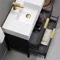 Modern Bathroom Vanity, 32 Inch, Matte Black, Free Standing, Gold Handles