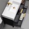 Modern Bathroom Vanity, 40 Inch, Matte Black, Free Standing, Gold Handles