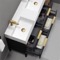 48 Inch Double Bathroom Vanity With Sink - Modern, Matte Black, Free Standing, Gold Handles
