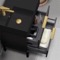 Black 24 Inch Small Bathroom Vanity, Modern, Matte Black, Free Standing, Gold Handles