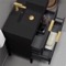 Black Bathroom Vanity, 32 Inch, Modern, Matte Black, Free Standing, Gold Handles