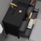 Black Bathroom Vanity, 40 Inch, Modern, Matte Black, Free Standing, Gold Handles