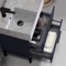Modern Small Bathroom Vanity, Blue, 24 Inch, Marble Style Sink, Free Standing