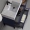 Modern Bathroom Vanity, Blue, 32 Inch, Marble Style Sink, Free Standing
