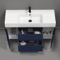 48 Inch Blue Floating Bathroom Vanity, Modern