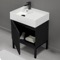 Modern Small Black Bathroom Vanity, 24 Inch, Free Standing