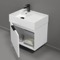 White Floating Small Bathroom Vanity, Modern, 24 Inch