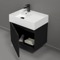 Floating Small Black Bathroom Vanity, Modern, 24 Inch