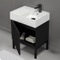 Modern Small Black Bathroom Vanity, 24 Inch, Free Standing