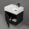 Floating Small Black Bathroom Vanity, Modern, 24 Inch