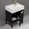 24 Inch Small Bathroom Vanity, Modern, Matte Black, Free Standing