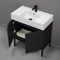 Modern Bathroom Vanity, Black, 32 Inch, Free Standing