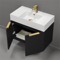 Modern Floating Bathroom Vanity, 32 Inch, Matte Black, Gold Handles
