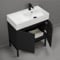 Modern Black Bathroom Vanity, 32 Inch, Free Standing