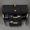 48 Inch Floating Bathroom Vanity With Black Sink - Modern, Matte Black, Gold Handles