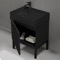 Modern Small Black Bathroom Vanity, 24 Inch, Free Standing