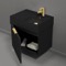 24 Inch Single Floating Bathroom Vanity With Black Ceramic Sink Top - Small, Modern, Matte Black