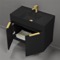 Black Floating Bathroom Vanity, 32 Inch, Modern, Matte Black, Gold Handles