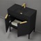 Black Bathroom Vanity, 32 Inch, Modern, Matte Black, Free Standing, Gold Handles