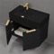 32 Inch Floating Bathroom Vanity With Black Sink - Modern, Matte Black, Gold Handles