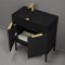 Black Bathroom Vanity, 32 Inch, Modern, Matte Black, Free Standing, Gold Handles