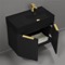 Black Floating Bathroom Vanity, 32 Inch, Modern, Matte Black, Gold Handles