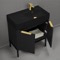 Black Bathroom Vanity, 32 Inch, Modern, Matte Black, Free Standing, Gold Handles
