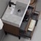 Modern Bathroom Vanity, Walnut, 32 Inch, Marble Style Sink, Free Standing