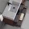 Floating Bathroom Vanity, Modern, Walnut, 40 Inch, Marble Style Sink