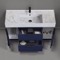 Modern Bathroom Vanity, Blue, 48 Inch, Marble Style Sink, Free Standing