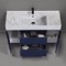 Floating Vanity - Modern, 48 Inch, Navy Blue, Marble Sink