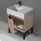 Modern Small Bathroom Vanity, 24 Inch, Marble Style Sink, Free Standing