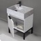 Modern Small Bathroom Vanity, 24 Inch, Marble Style Sink, Free Standing