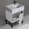Modern Small Bathroom Vanity, 24 Inch, Marble Style Sink, Free Standing