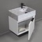 Floating Small Bathroom Vanity, Modern, 24 Inch, Marble Style Sink