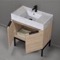 Modern Bathroom Vanity, 32 Inch, Marble Style Sink, Free Standing