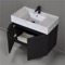Floating Black Bathroom Vanity, Modern, 32 Inch, Marble Style Sink