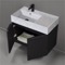 Floating Black Bathroom Vanity, Modern, 32 Inch, Marble Style Sink